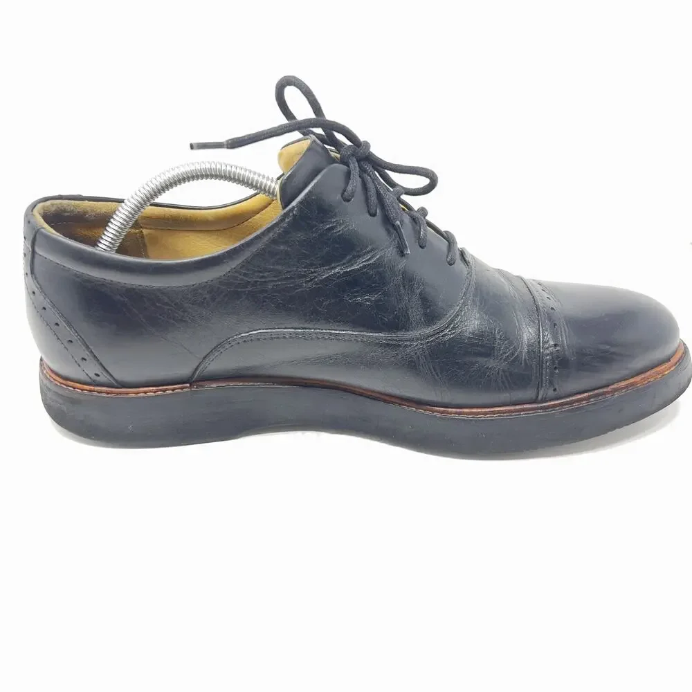 Samuel Hubbard Mens Market Cap Toe Black Leather Oxford Dress Shoes 11 US 45 EUR